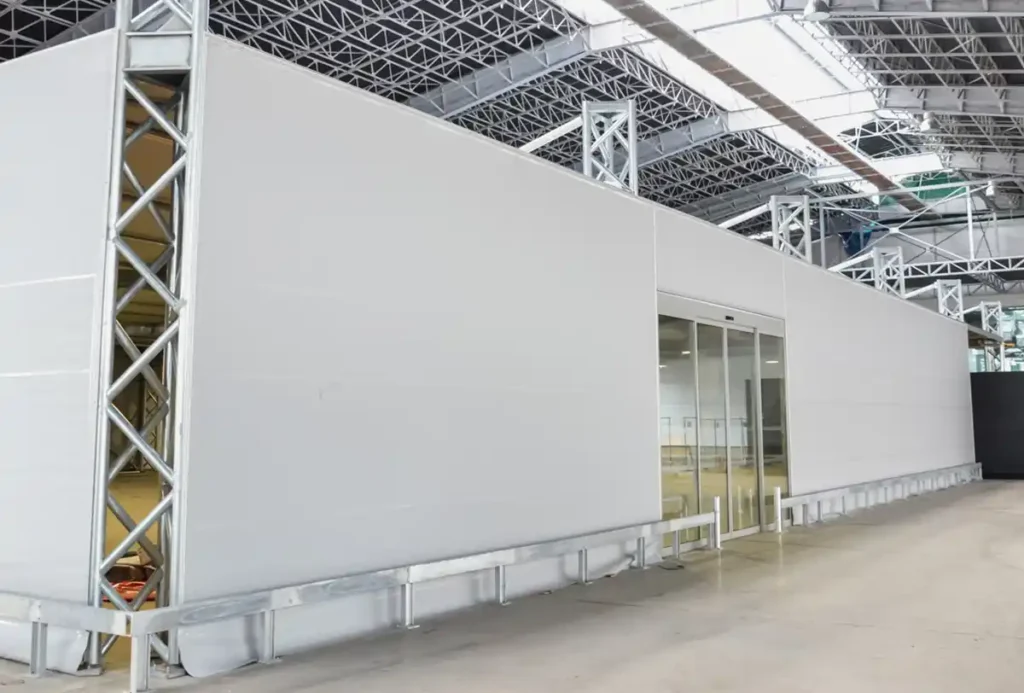 Façade textile pour séparer des ateliers dans une industrie