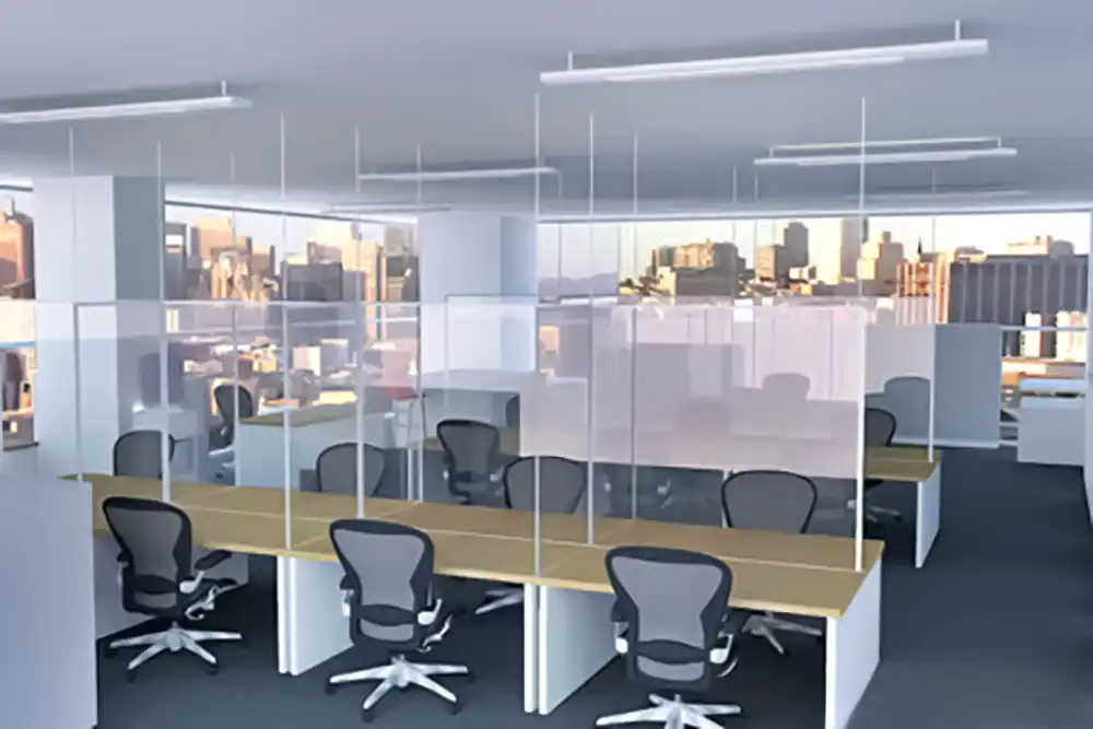 _bureau équipé de bâches de protection sanitaire